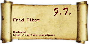 Frid Tibor névjegykártya